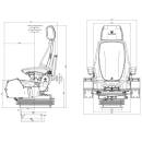Actimo Evolution für Bagger Stoff Klima ND 12V Bedienelemente vorne Sitzbreite 490 mm MSG 95EL/722 Grammer